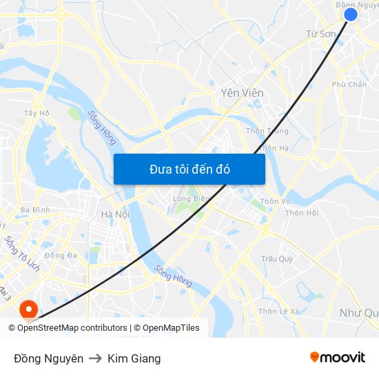 Đồng Nguyên to Kim Giang map