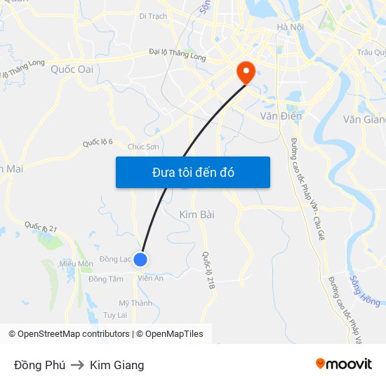 Đồng Phú to Kim Giang map