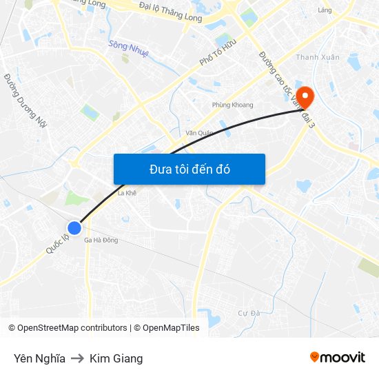 Yên Nghĩa to Kim Giang map