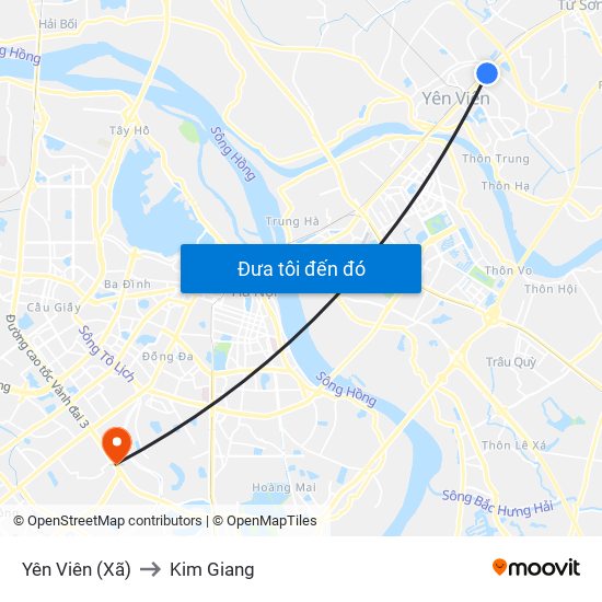 Yên Viên (Xã) to Kim Giang map