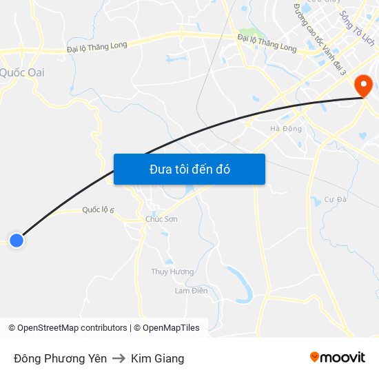 Đông Phương Yên to Kim Giang map