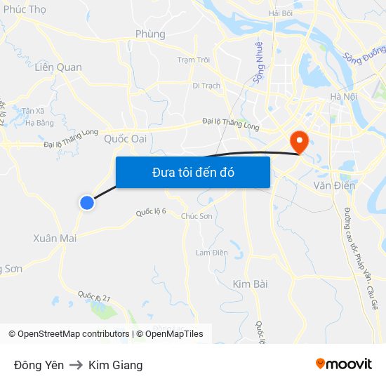 Đông Yên to Kim Giang map