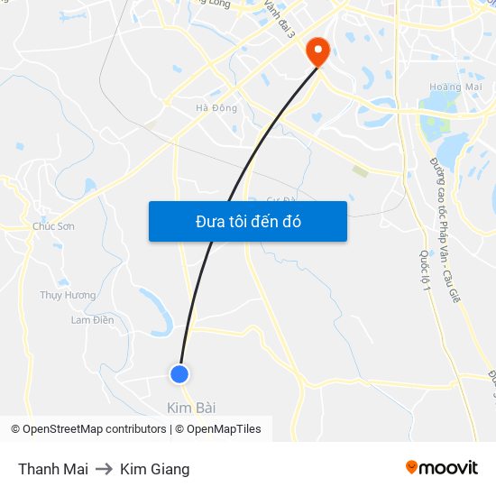 Thanh Mai to Kim Giang map