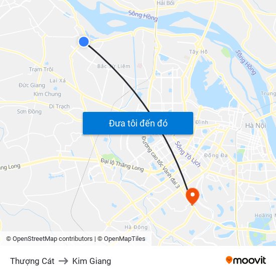 Thượng Cát to Kim Giang map