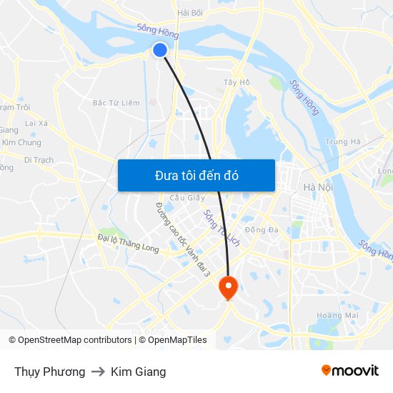 Thụy Phương to Kim Giang map