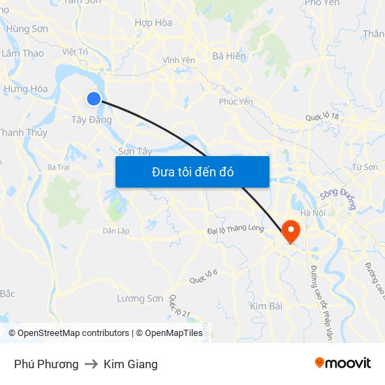 Phú Phương to Kim Giang map