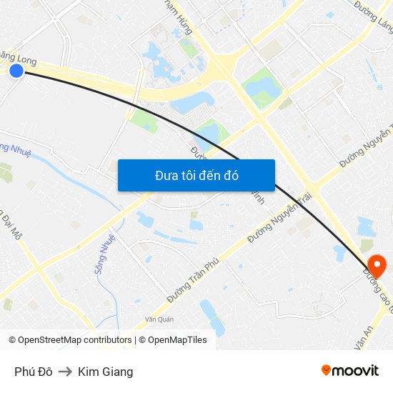 Phú Đô to Kim Giang map