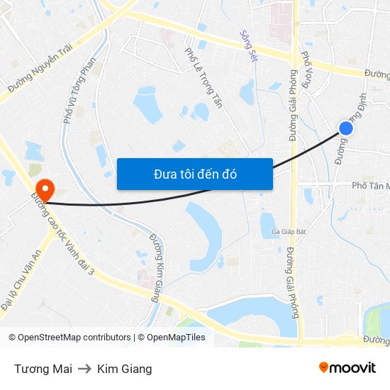 Tương Mai to Kim Giang map