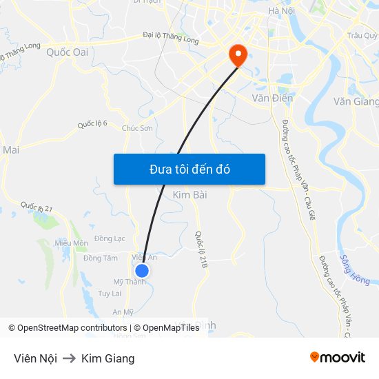 Viên Nội to Kim Giang map