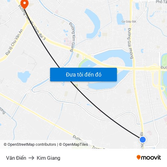 Văn Điển to Kim Giang map