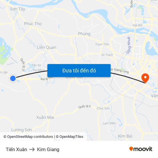 Tiến Xuân to Kim Giang map