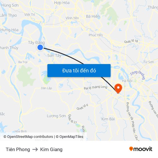 Tiên Phong to Kim Giang map