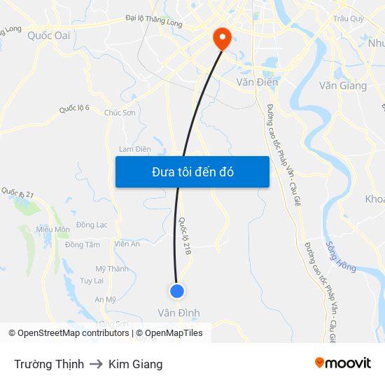 Trường Thịnh to Kim Giang map