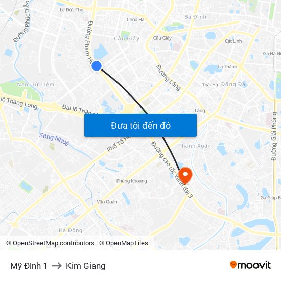 Mỹ Đình 1 to Kim Giang map