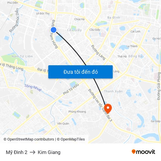 Mỹ Đình 2 to Kim Giang map