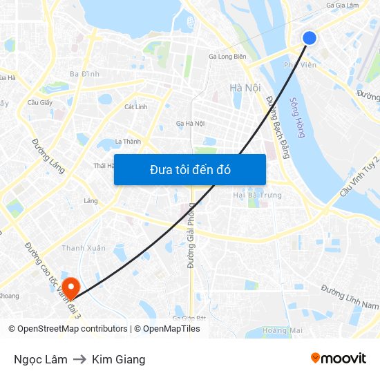 Ngọc Lâm to Kim Giang map