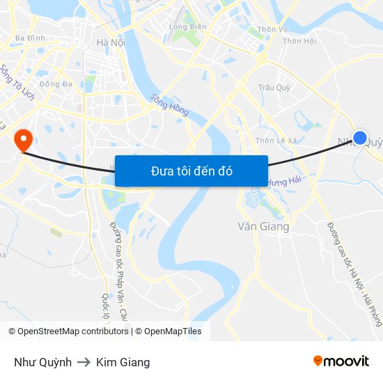 Như Quỳnh to Kim Giang map