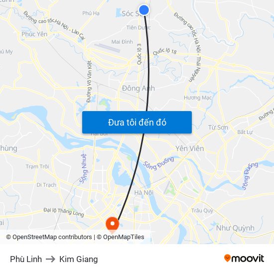 Phù Linh to Kim Giang map