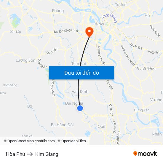 Hòa Phú to Kim Giang map