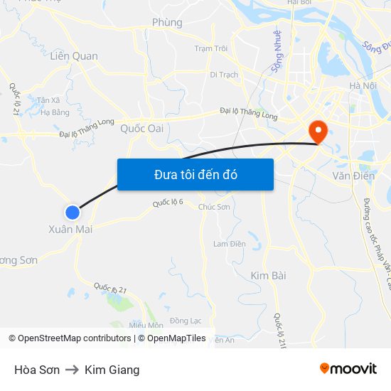 Hòa Sơn to Kim Giang map