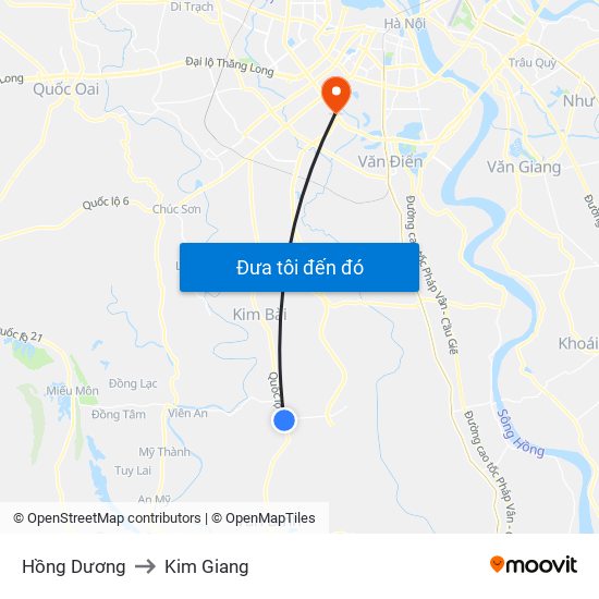 Hồng Dương to Kim Giang map