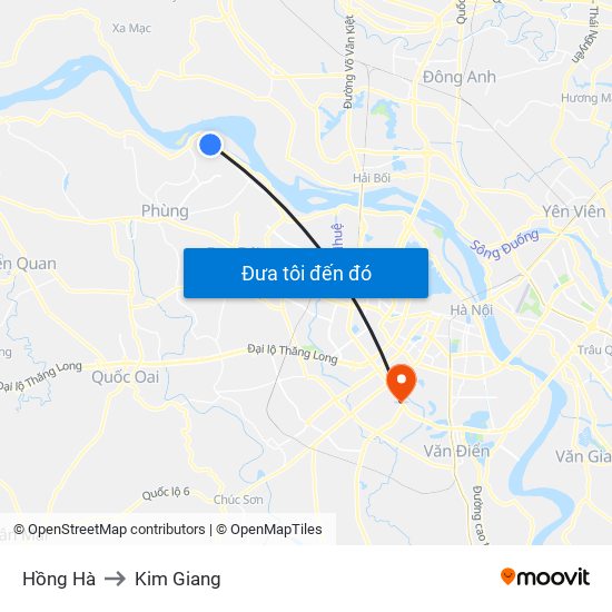 Hồng Hà to Kim Giang map