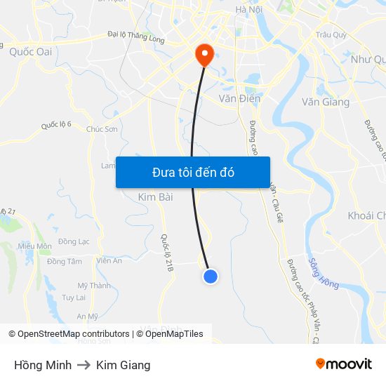 Hồng Minh to Kim Giang map