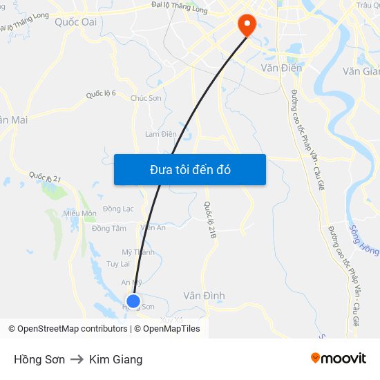 Hồng Sơn to Kim Giang map
