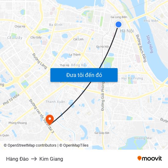 Hàng Đào to Kim Giang map