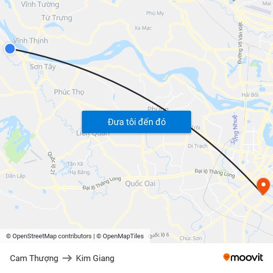 Cam Thượng to Kim Giang map