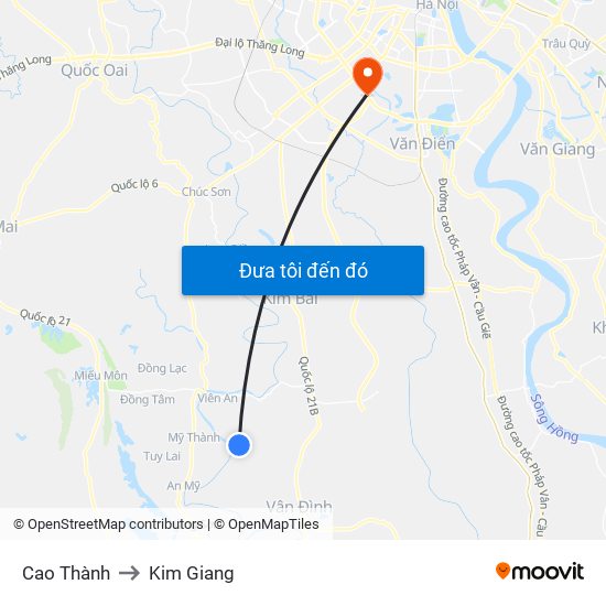 Cao Thành to Kim Giang map