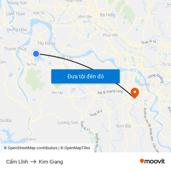 Cẩm Lĩnh to Kim Giang map