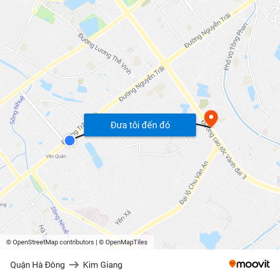 Quận Hà Đông to Kim Giang map