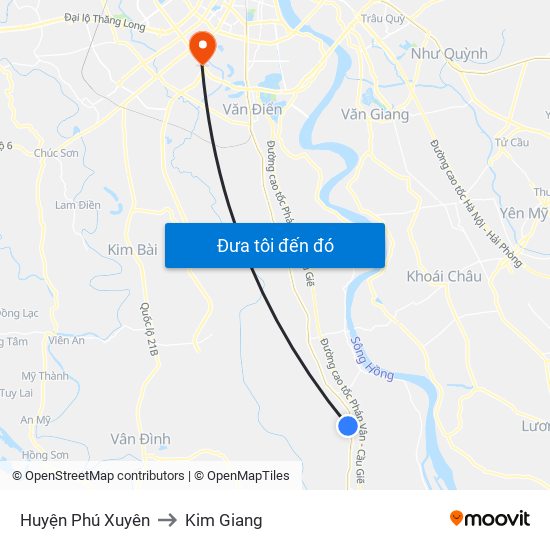 Huyện Phú Xuyên to Kim Giang map