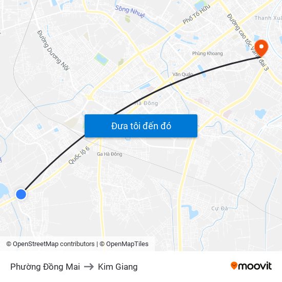 Phường Đồng Mai to Kim Giang map