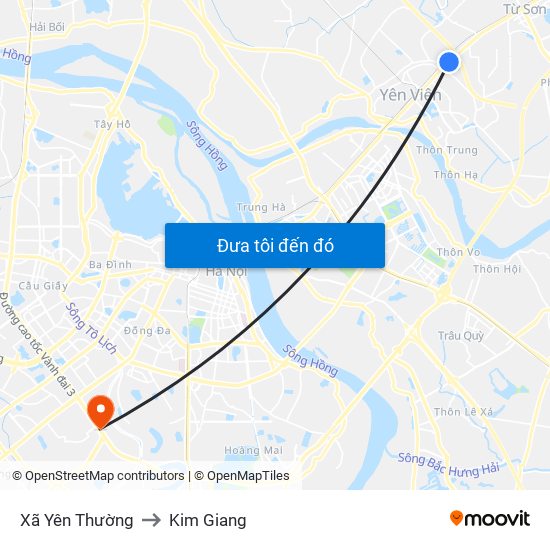 Xã Yên Thường to Kim Giang map