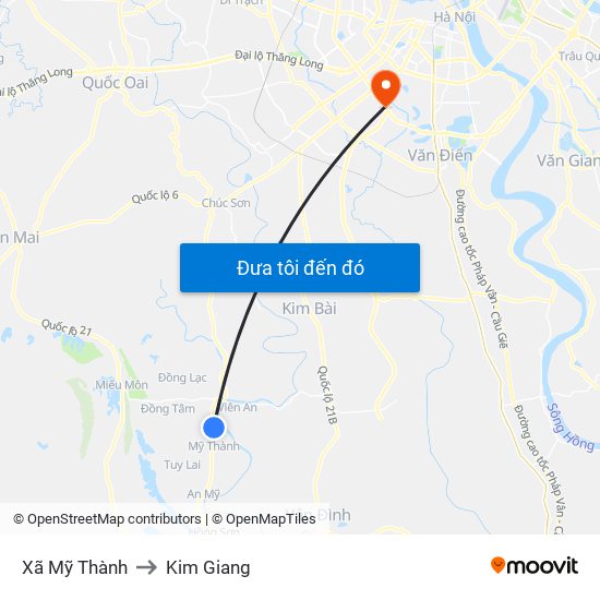 Xã Mỹ Thành to Kim Giang map