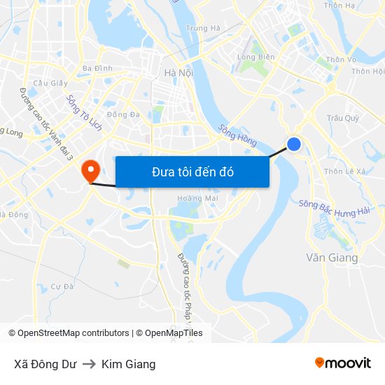 Xã Đông Dư to Kim Giang map