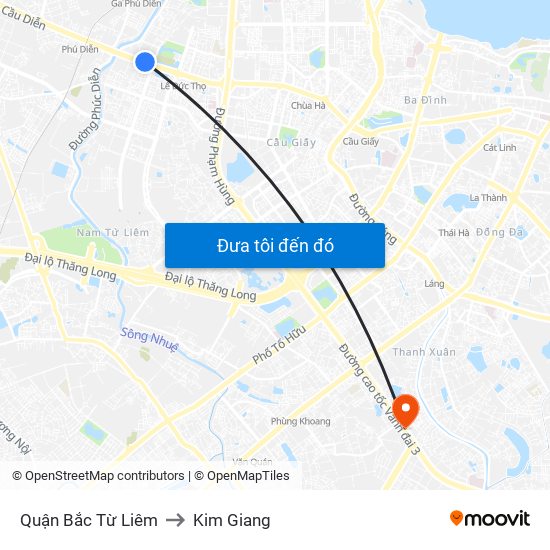 Quận Bắc Từ Liêm to Kim Giang map