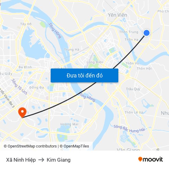 Xã Ninh Hiệp to Kim Giang map