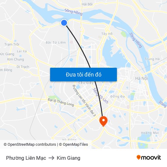 Phường Liên Mạc to Kim Giang map