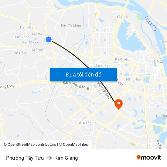 Phường Tây Tựu to Kim Giang map