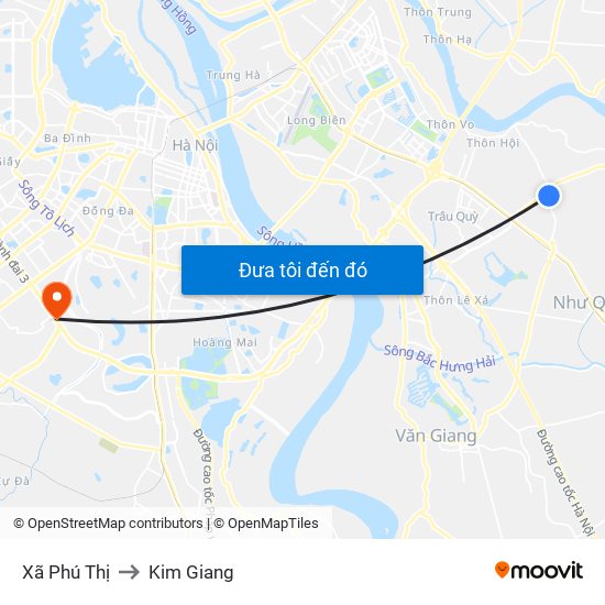 Xã Phú Thị to Kim Giang map