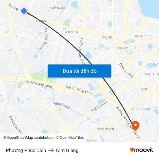 Phường Phúc Diễn to Kim Giang map