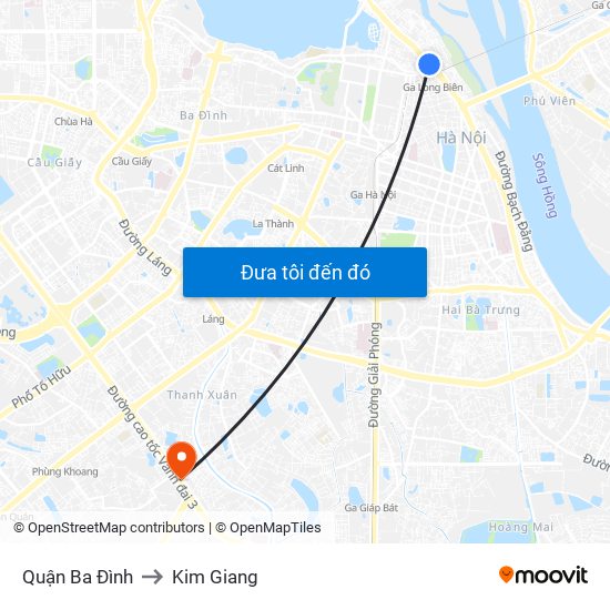 Quận Ba Đình to Kim Giang map