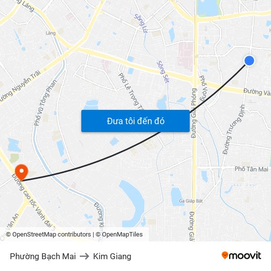 Phường Bạch Mai to Kim Giang map