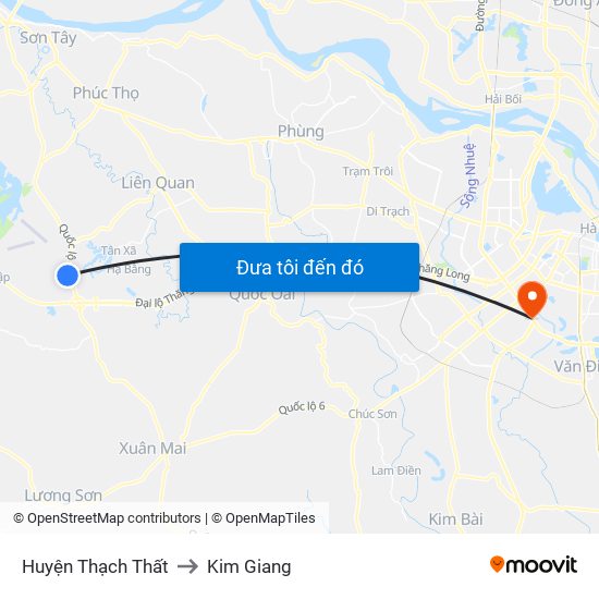 Huyện Thạch Thất to Kim Giang map