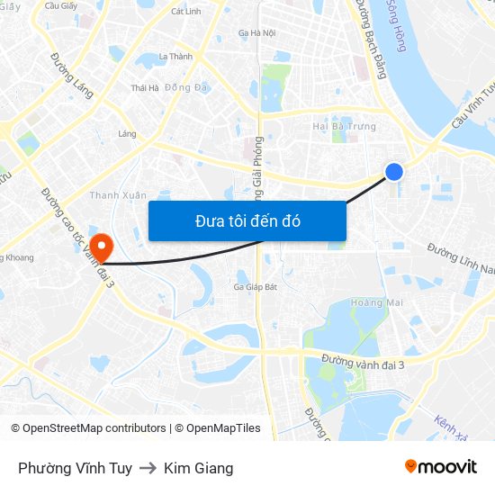 Phường Vĩnh Tuy to Kim Giang map