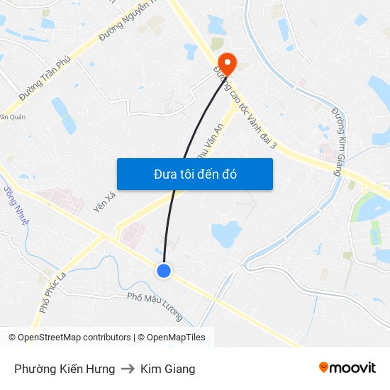 Phường Kiến Hưng to Kim Giang map