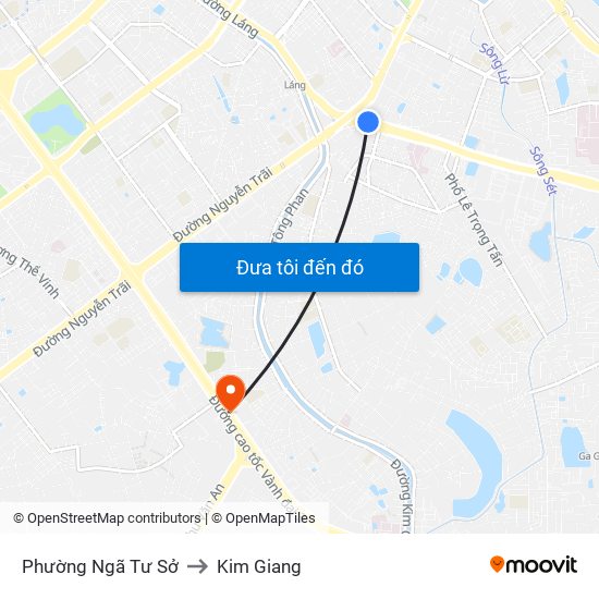 Phường Ngã Tư Sở to Kim Giang map